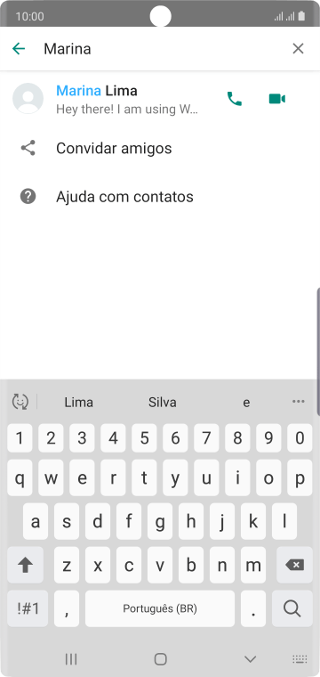 Pressione o ícone de chamada de voz para realizar uma chamada de voz para o contato. Pressione o ícone de chamada de voz para realizar uma chamada de voz para o contato.