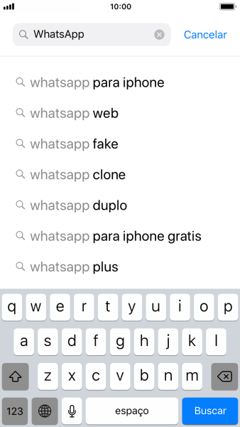 Digite WhatsApp, e pressione Buscar. Digite WhatsApp, e pressione Buscar.