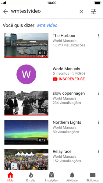 Pressione o vídeo desejado. Pressione o vídeo desejado.