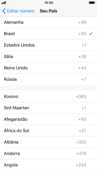 Pressione o país desejado. Pressione o país desejado.