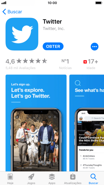 Pressione OBTER, e siga as indicações da tela para instalar o app. Pressione OBTER, e siga as indicações da tela para instalar o app.