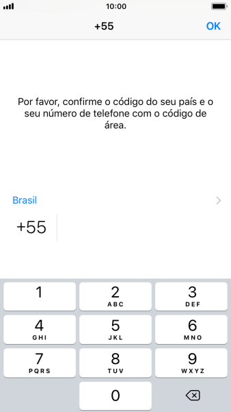 Pressione OK, e siga as instruções da tela para confirmar o número do celular. Pressione OK, e siga as instruções da tela para confirmar o número do celular.