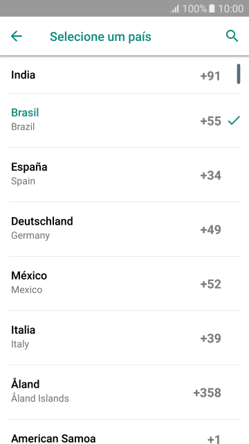 Pressione o país desejado. Pressione o país desejado.