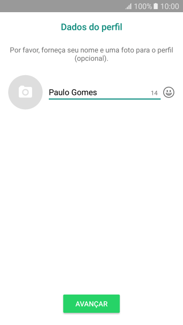 Digite o nome do usuário, e pressione AVANÇAR. Digite o nome do usuário, e pressione AVANÇAR.