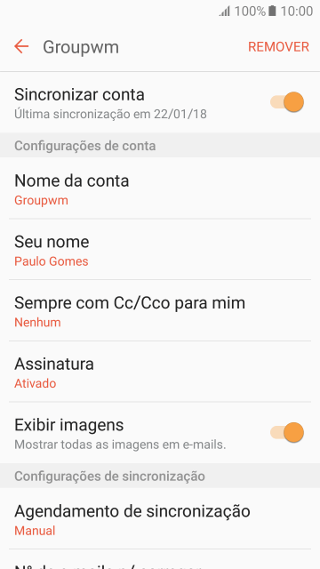 Pressione Nome da conta. Pressione Nome da conta.