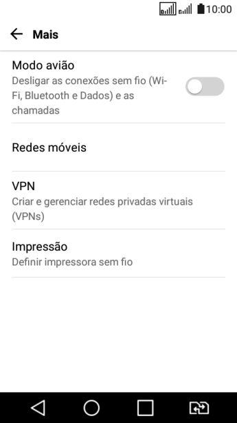 Pressione Redes móveis. Pressione Redes móveis.