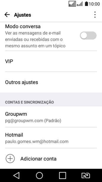 Pressione a conta de e-mail desejada. Pressione a conta de e-mail desejada.