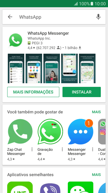Pressione WhatsApp Messenger. Pressione WhatsApp Messenger.