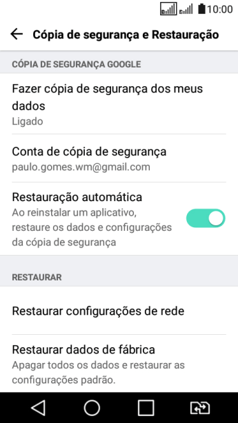 Pressione Restaurar dados de fábrica. Pressione Restaurar dados de fábrica.