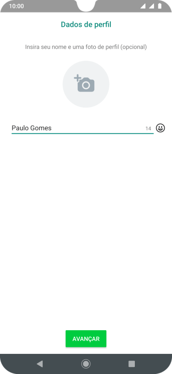 Digite o nome do usuário, e pressione AVANÇAR. Digite o nome do usuário, e pressione AVANÇAR.