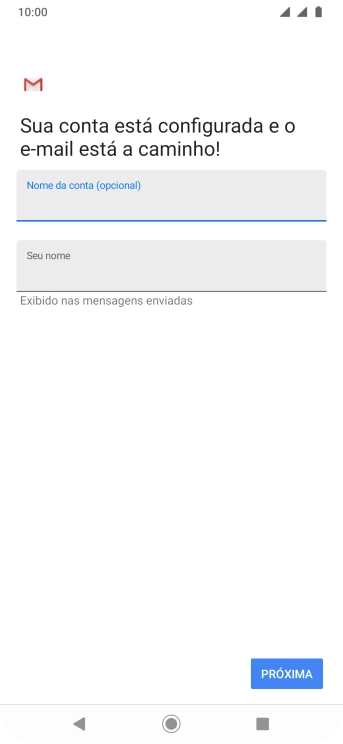 Pressione Seu nome, e digite o nome de remetente desejado. Pressione Seu nome, e digite o nome de remetente desejado.