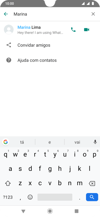 Pressione o ícone de chamada de voz para realizar uma chamada de voz para o contato. Pressione o ícone de chamada de voz para realizar uma chamada de voz para o contato.