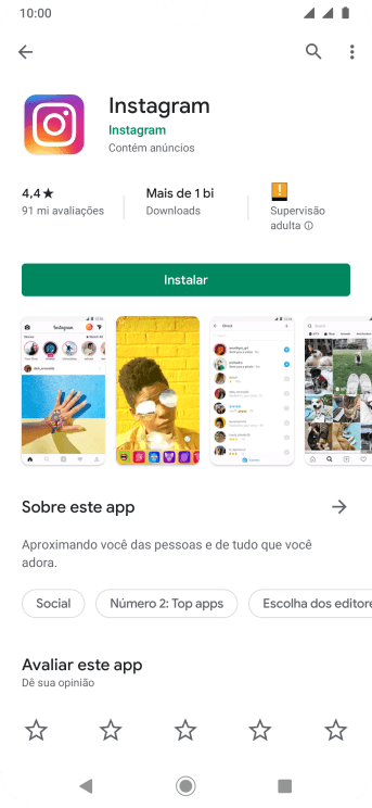 Pressione Instalar, e siga as indicações da tela para instalar o app. Pressione Instalar, e siga as indicações da tela para instalar o app.