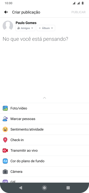 Pressione o campo de escrever, e digite a atualização desejada. Pressione o campo de escrever, e digite a atualização desejada.