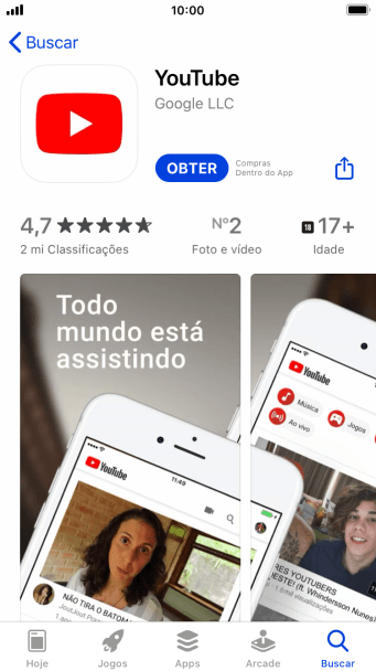 Pressione OBTER, e siga as indicações da tela para instalar o app. Pressione OBTER, e siga as indicações da tela para instalar o app.