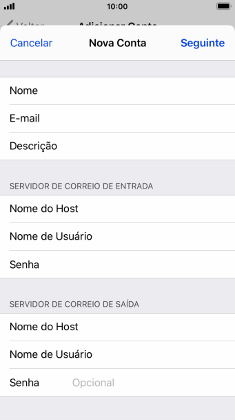 Pressione Senha e digite a senha da sua conta e-mail. Pressione Senha e digite a senha da sua conta e-mail.