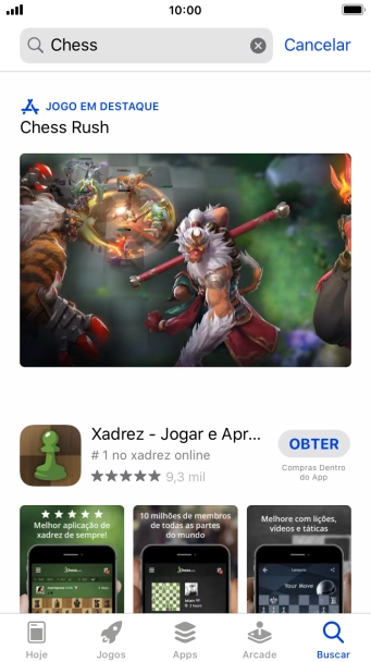 Pressione o app desejado. Pressione o app desejado.