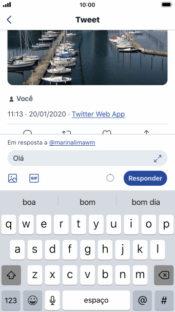 Escreva a resposta desejada, e pressione Responder. Escreva a resposta desejada, e pressione Responder.