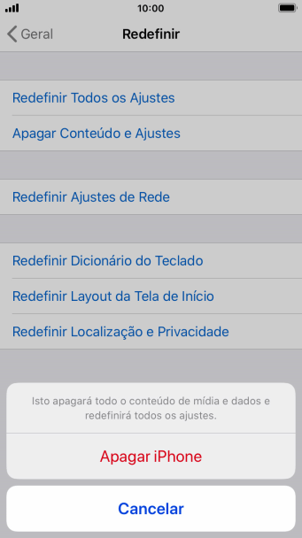 Pressione Apagar iPhone. Pressione Apagar iPhone.