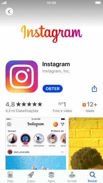 Pressione OBTER, e siga as indicações da tela para instalar o app. Pressione OBTER, e siga as indicações da tela para instalar o app.