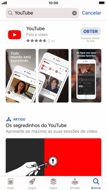 Pressione YouTube. Pressione YouTube.