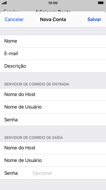 Pressione Senha e digite a senha da sua conta e-mail. Pressione Senha e digite a senha da sua conta e-mail.