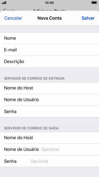 Pressione Nome de Usuário, e digite o nome de usuário da sua conta e-mail. Pressione Nome de Usuário, e digite o nome de usuário da sua conta e-mail.