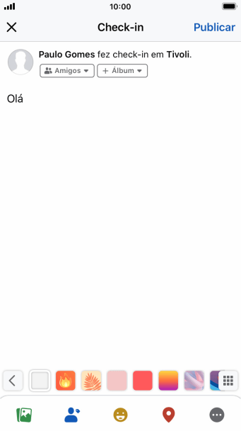 Digite o texto, e pressione Publicar. Digite o texto, e pressione Publicar.