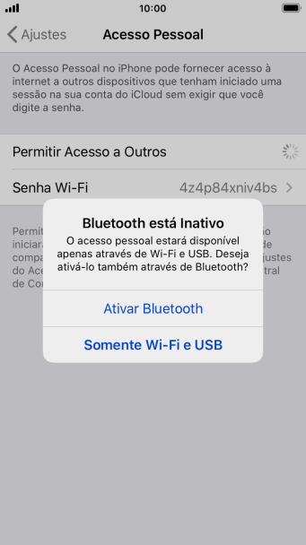 Se o Wi-Fi estiver ativado você deve pressionar Somente Wi-Fi e USB. Se o Wi-Fi estiver ativado você deve pressionar Somente Wi-Fi e USB.