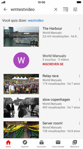 Pressione o vídeo desejado. Pressione o vídeo desejado.