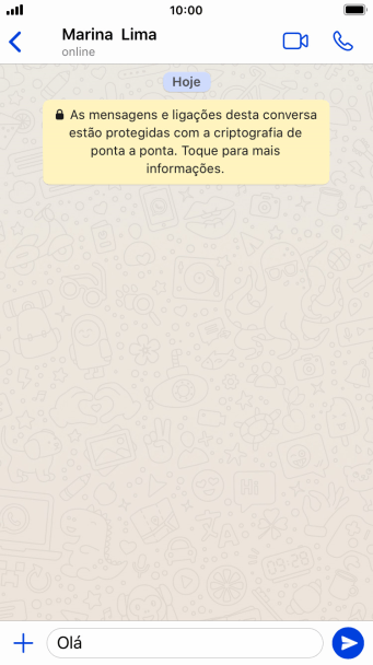 Escreva a mensagem desejada, e pressione o ícone de enviar. Escreva a mensagem desejada, e pressione o ícone de enviar.