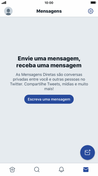 Pressione o ícone de nova mensagem. Pressione o ícone de nova mensagem.
