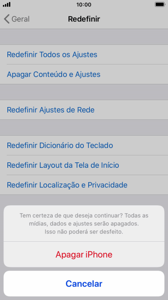 Pressione Apagar iPhone. Pressione Apagar iPhone.