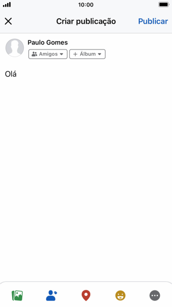 Digite o texto, e pressione Publicar. Digite o texto, e pressione Publicar.