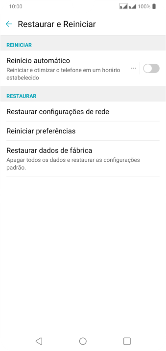 Pressione Restaurar dados de fábrica. Pressione Restaurar dados de fábrica.