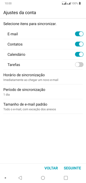 Se a tela mostrar essa imagem, sua conta foi reconhecida e configurada automaticamente. Siga as instruções da tela para inserir mais informações e finalizar a configuração. Se a tela mostrar essa imagem, sua conta foi reconhecida e configurada automaticamente. Siga as instruções da tela para inserir mais informações e finalizar a configuração.