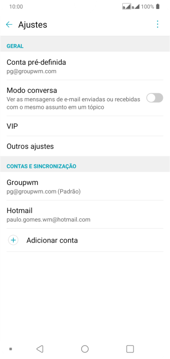 Pressione a conta de e-mail desejada. Pressione a conta de e-mail desejada.
