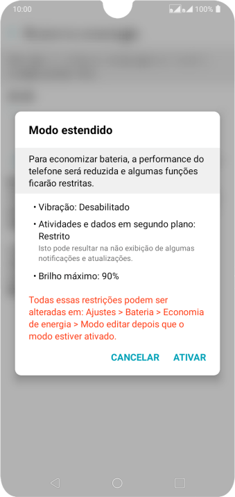 Pressione ATIVAR para ativar a função. Pressione ATIVAR para ativar a função.