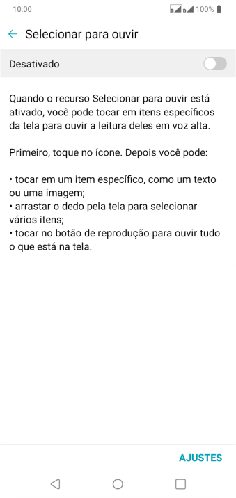 Pressione o indicador para ativar a função. Pressione o indicador para ativar a função.