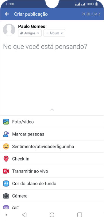 Pressione o campo de escrever, e digite a atualização desejada. Pressione o campo de escrever, e digite a atualização desejada.