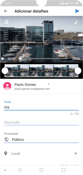 Escreva o texto desejado, e pressione o ícone de upload. Escreva o texto desejado, e pressione o ícone de upload.
