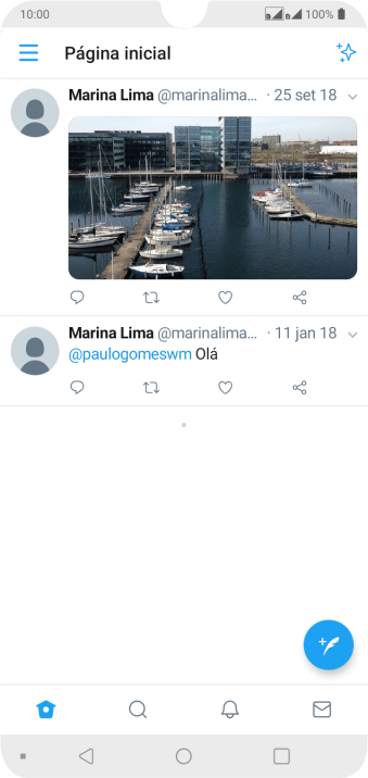 Pressione o ícone de novo tweet. Pressione o ícone de novo tweet.