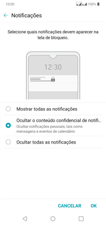 Pressione a configuração desejada. Pressione a configuração desejada.