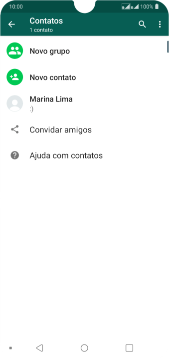 Pressione o ícone de busca, e digite as primeiras letras do nome do contato. Pressione o ícone de busca, e digite as primeiras letras do nome do contato.