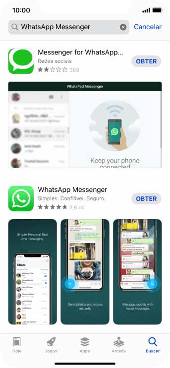 Pressione WhatsApp Messenger. Pressione WhatsApp Messenger.