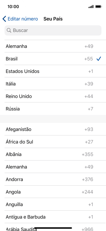 Pressione o país desejado. Pressione o país desejado.