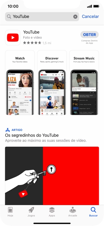 Pressione YouTube. Pressione YouTube.
