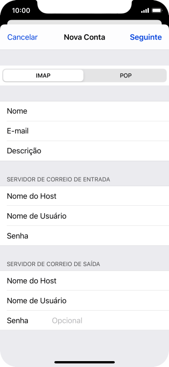 Pressione Senha e digite a senha da sua conta e-mail. Pressione Senha e digite a senha da sua conta e-mail.