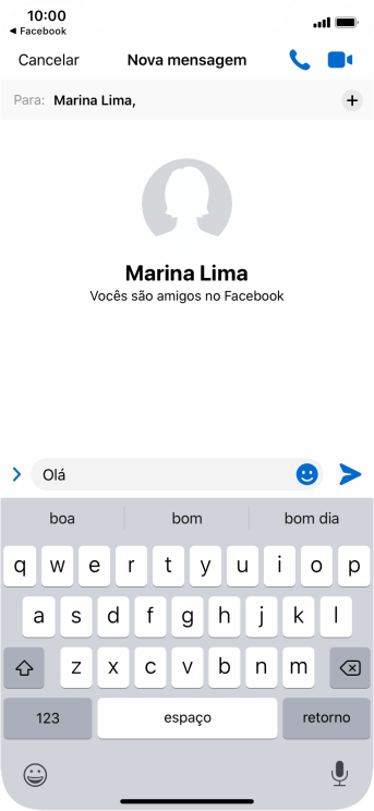Escreva a mensagem desejada, e pressione o ícone de enviar. Escreva a mensagem desejada, e pressione o ícone de enviar.