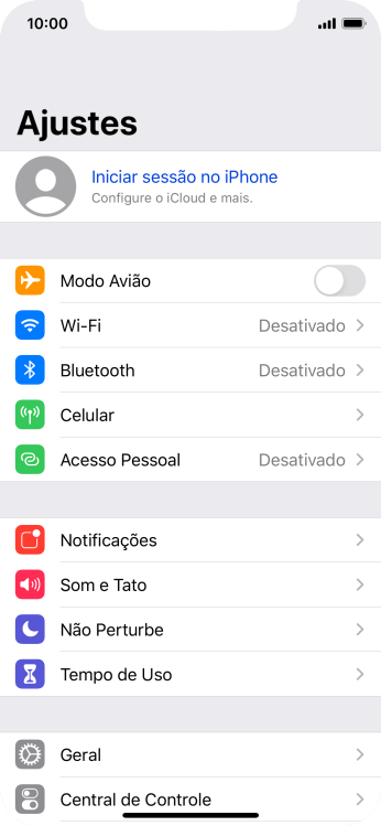 Pressione Iniciar sessão no iPhone. Pressione Iniciar sessão no iPhone.